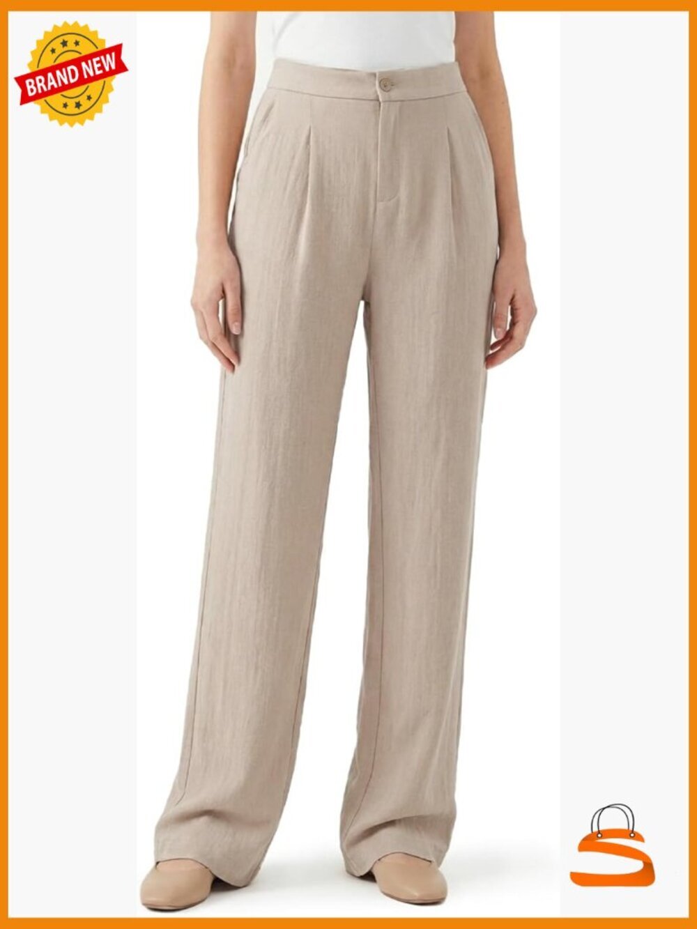 Straight Wide Leg Linen Blend Palazzo Dress Pants for Work & Summer